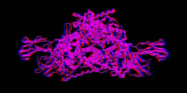 Molecular structure of human serum albumin, 3D rendering — Stock Photo, Image