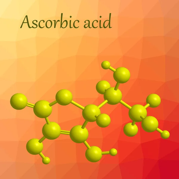 Askorbik asitin moleküler yapısı, 3d render — Stok fotoğraf