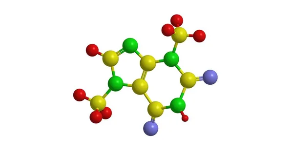 Estrutura molecular da teobromina, renderização 3D — Fotografia de Stock