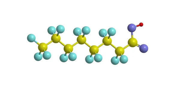 Perfluorooctanoic asit (Pfoa), 3d render moleküler yapısı
