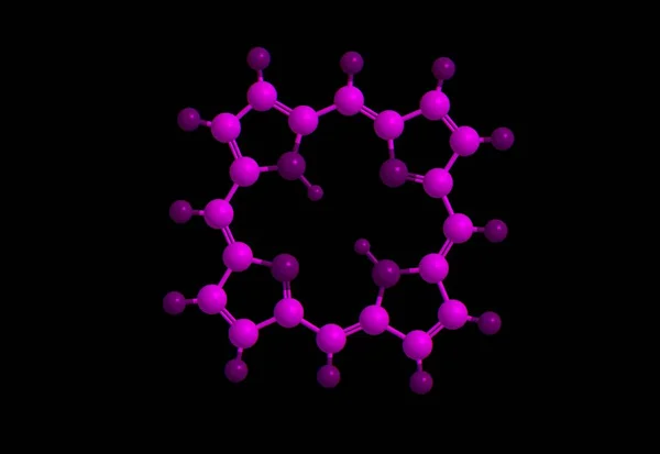 Molekulare Struktur von Porphin, 3D-Rendering — Stockfoto
