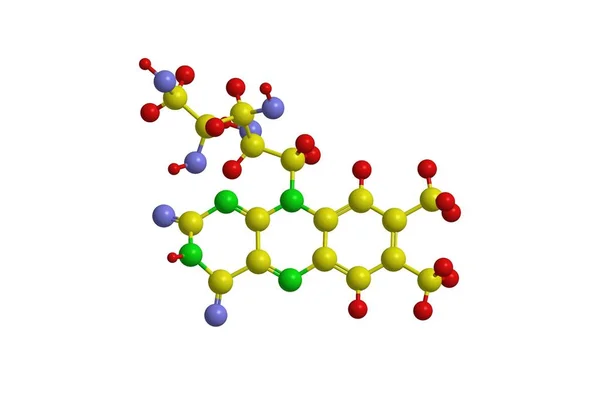Молекулярная структура рибофлавина (витамин В2), 3D рендеринг — стоковое фото