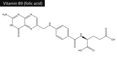 Folik asit (vitamin B9 moleküler yapısı)