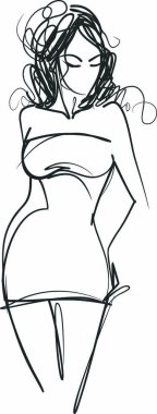 Güzel seksi kız el çizimi vektörü