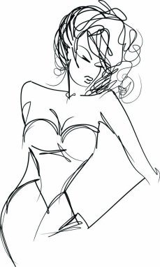 Güzel seksi kız el çizimi vektörü