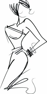 Güzel seksi kız el çizimi vektörü