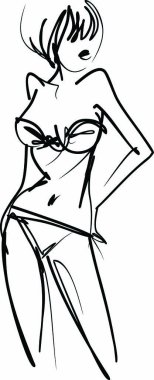 Güzel seksi kız el çizimi vektörü