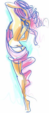 Güzel seksi kız el çizimi vektörü