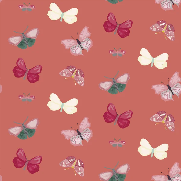Vektor nahtlose Muster Hintergrund der Schmetterlinge. — Stockvektor