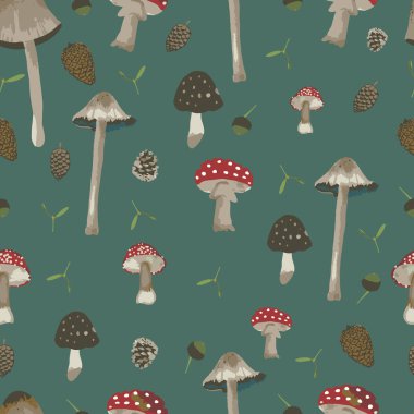 Mantarlı, kusursuz bir arka plan. Yeşil arkaplan.