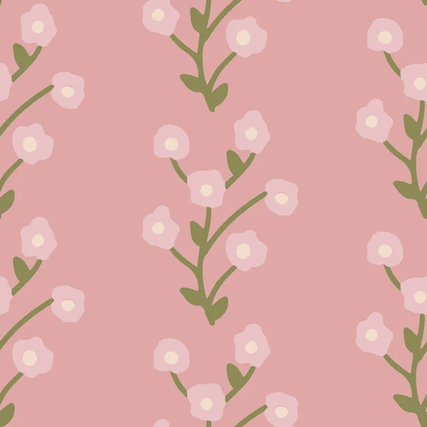Vector pink seamless pattern background with flowers. — Stock Vector