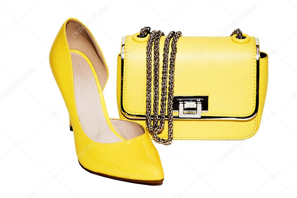 clutch and shoes yellow