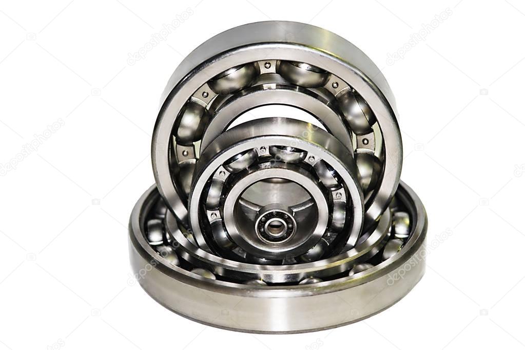 ball bearings of different sizes on a white background
