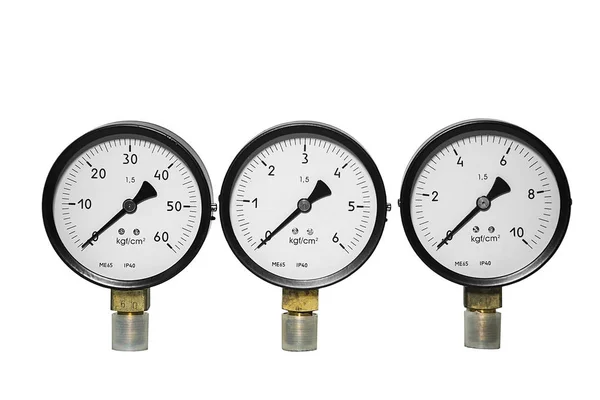 Măsurători de presiune pentru măsurarea presiunii pe un fundal alb — Fotografie, imagine de stoc