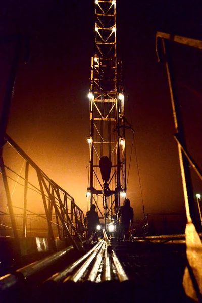 Brigada Revisión Pozos Petróleo — Foto de Stock