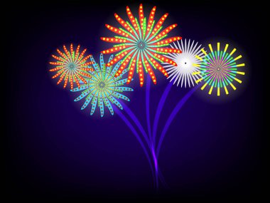 Mavi karanlık gökyüzünde havai fişek olayı