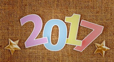 Mutlu yeni yıl 2017 kahverengi zemin üzerine