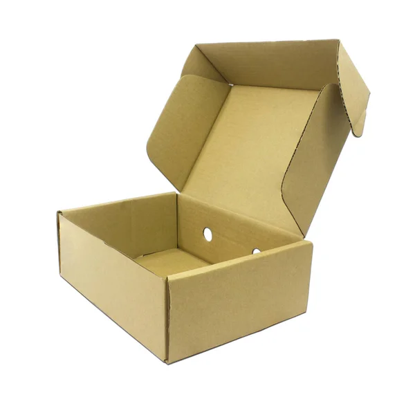 Cardboard Box White Background — Stock Photo, Image