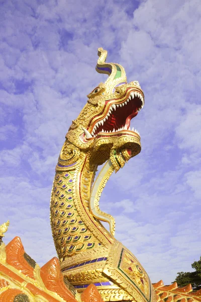 Thailändsk Drake Eller Kung Naga Staty — Stockfoto