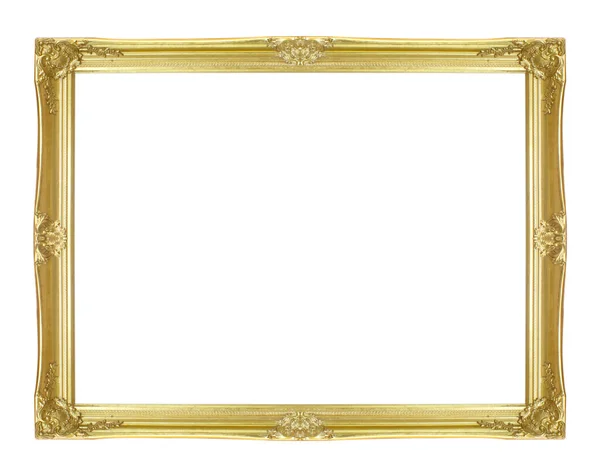 Gouden Fotolijstje Witte Achtergrond — Stockfoto