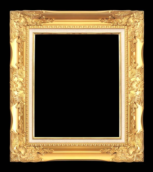 Antieke Gouden Frame Geïsoleerd Zwarte Achtergrond — Stockfoto