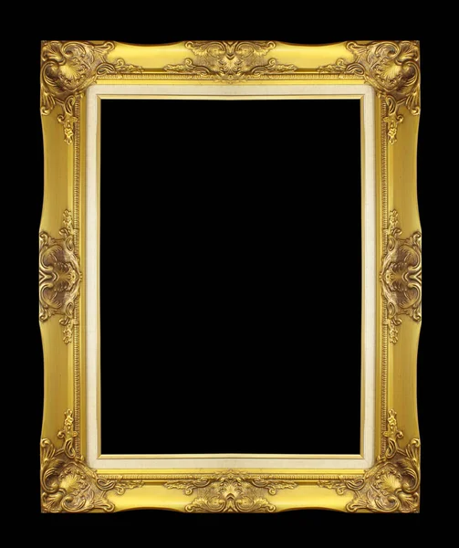 Quadro Dourado Antigo Isolado Fundo Preto — Fotografia de Stock