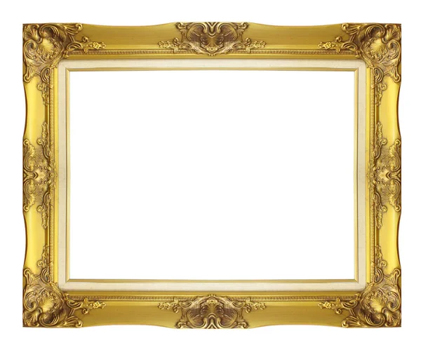 Quadro Dourado Antigo Isolado Fundo Branco — Fotografia de Stock