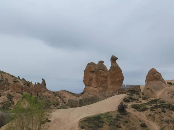 Камень вулканического происхождения в виде верблюда в турецкой Каппадокии — стоковое фото