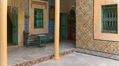 Tunus, Sousse 19 Eylül 2016. Dar Essid Müzesi. Eski bir Arap evinin içi..