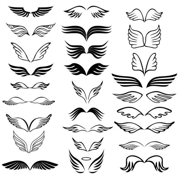 Angel wings set hand drawn sketch on white — Stock Vector