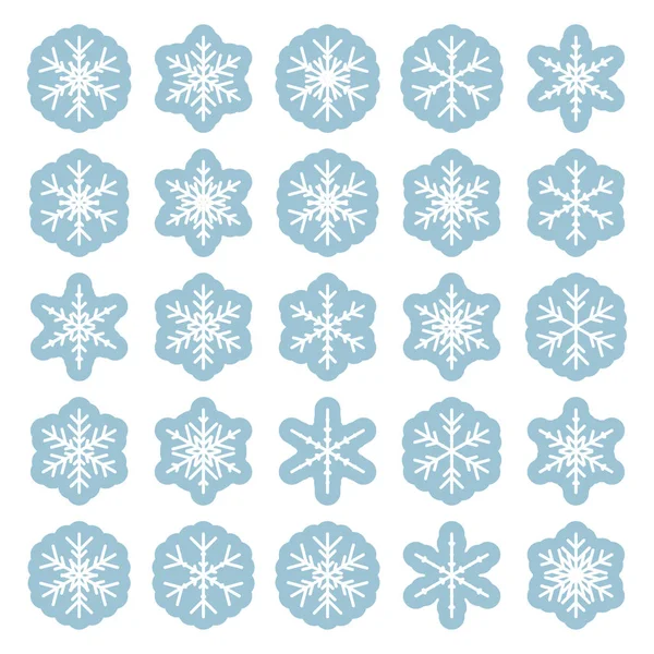 Zbiór różnych zimowych płatki śniegu — Wektor stockowy
