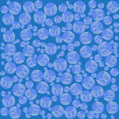 Melek kanatları kesintisiz mavi desen
