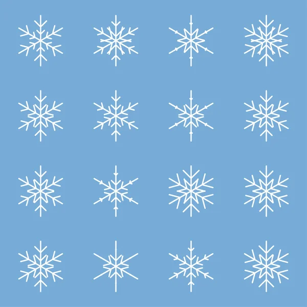 Ensemble de différents flocons de neige d'hiver — Image vectorielle