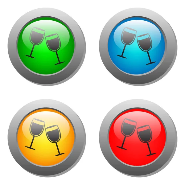 Goblets icon glass button set — Stock Vector