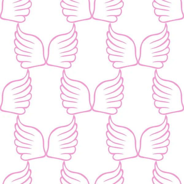 Ángel alas inconsútil patrón rosa blanco — Vector de stock