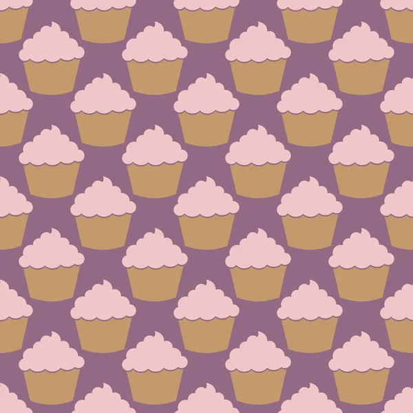 Blueberry crema lila cupcake patrón sin costuras — Archivo Imágenes Vectoriales