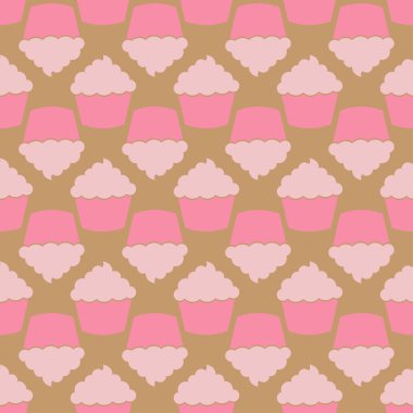 Pembe çilek kremalı cupcake seamless modeli