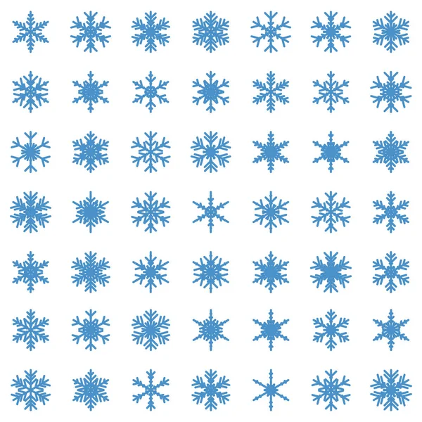 Ensemble de différents flocons de neige d'hiver — Image vectorielle