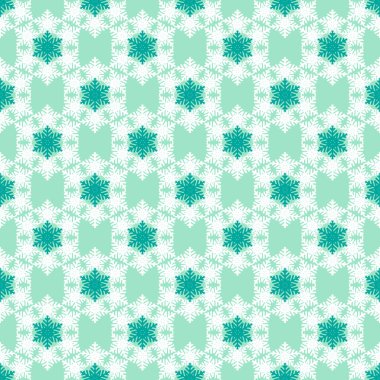 Kar taneleri beyaz yeşil mavi ile Seamless Modeli