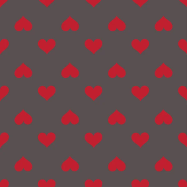 Corazones patrón de fondo gris rojo sin costuras — Vector de stock