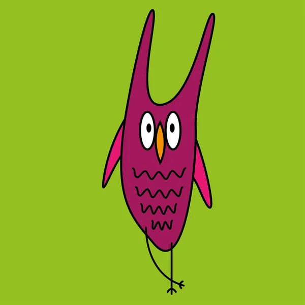 Божевільна кумедна сова намальована — стоковий вектор