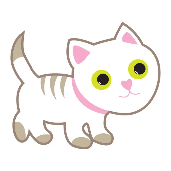 Gato branco bonito com olhos amarelos — Vetor de Stock