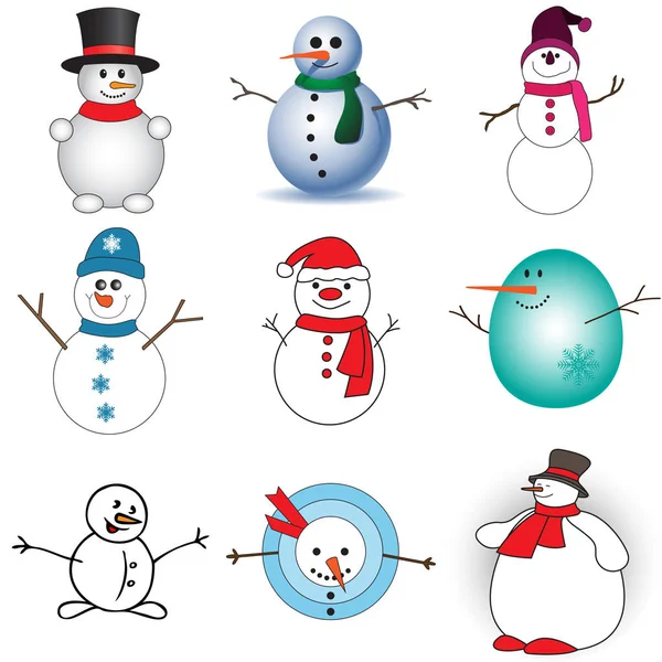 Beyaz arka plan üzerinde sevimli kardan adam ayarla