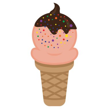 Gofret çikolata çilekli dondurma tepesi