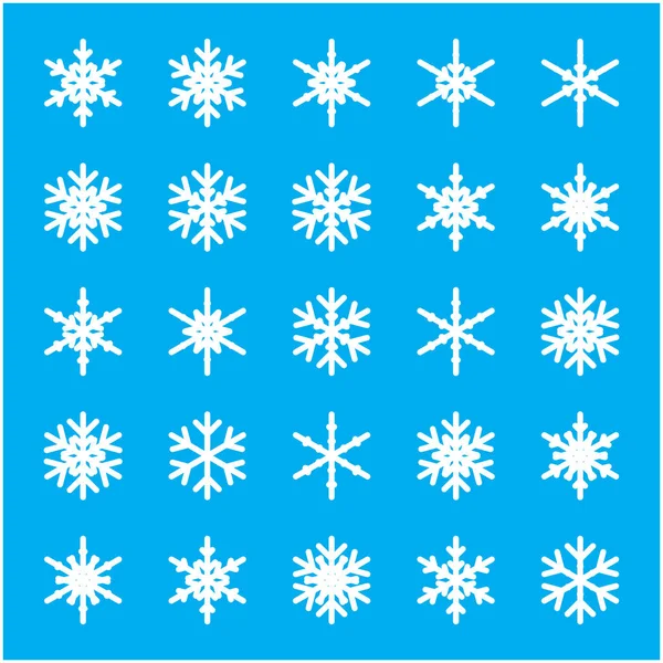 Conjunto de diferentes copos de nieve de invierno — Vector de stock