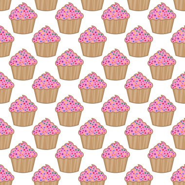 Cupcake vektör model pembe arka plan