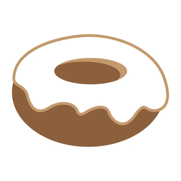 Donut met witte vanille crème pictogram — Stockvector