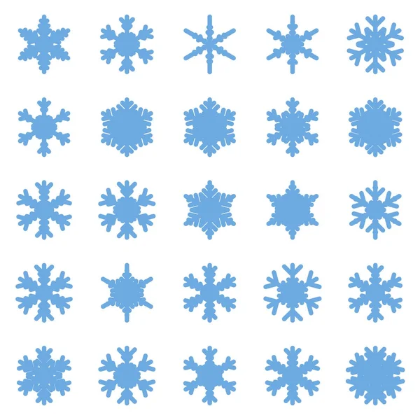 Conjunto de diferentes copos de nieve de invierno — Vector de stock