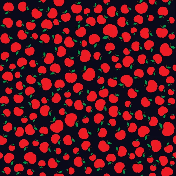 Pommes rouge sans couture fond de motif sombre — Image vectorielle