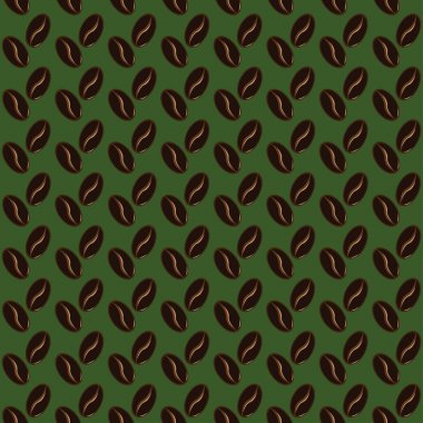 Soyut kahve çekirdekleri yeşil arka plan desen